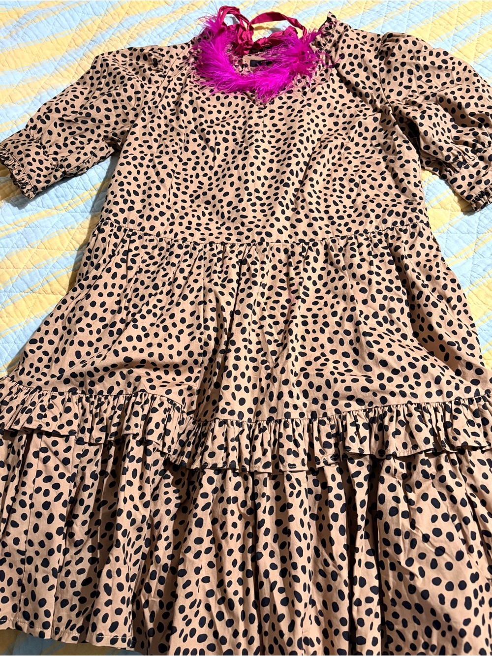 J. Crew Tan Leopard Print Tiered Mini Dress